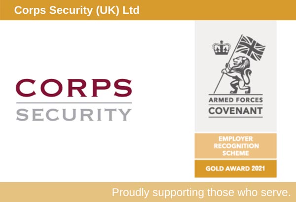 Corps Security awarded Gold status in Defence Employer Recognition Scheme